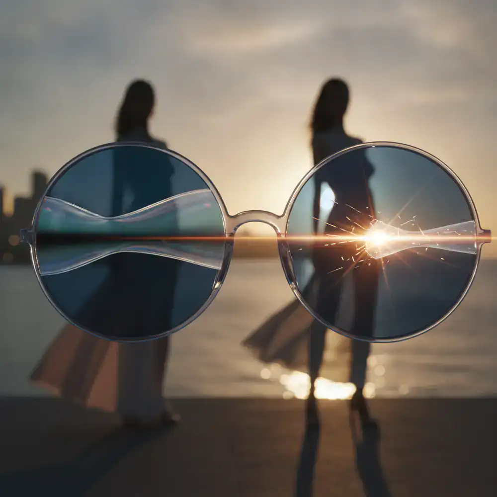 Abstract rendering of polarized lens technology blocking glare
