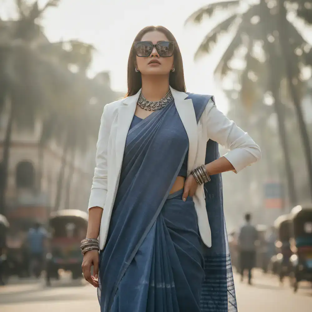 Stylish model wearing premium polarized sunglasses outdoors in Dhaka