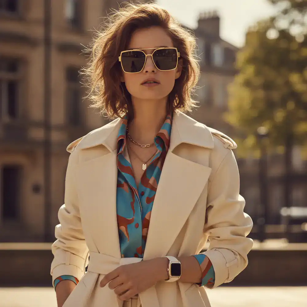 Stylish model wearing premium sunglasses outdoors